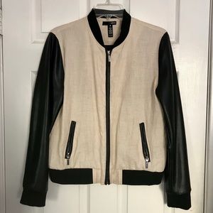 💧AQUA💧 Faux-Leather & Linen Jacket